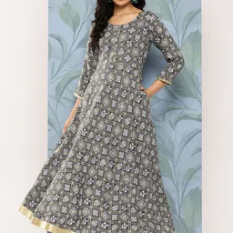 Libas Floral Ethnic Maxi Dress-image-47
