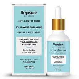 REJUSURE Lactic Acid 10% + Hyaluronic Acid 1% Facial Exfoliator - Dry & Oily skin - 30 ml-48