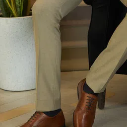 Louis Philippe Men Tan Brown Solid Leather Formal Oxfords with Textured Detail-image-84