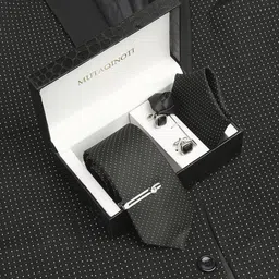 MUTAQINOTI Men Textured Silk Necktie Accessory Gift Set-56