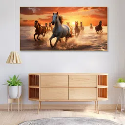 nestroots Brown 7 Horses Printed Framed Wall Painting-picture-46