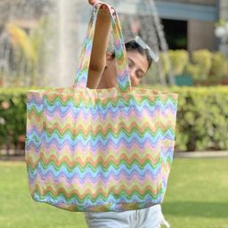 EcoRight Geometric Printed Structured Cotton Tote Bag-image-29