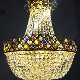 SHRI MAHAL ANTIQUES Gold Toned Crystal Jhumar Ceiling Lamp-image-96