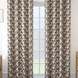 Story@home Brown & White Set of 2 Floral Room Darkening Long Door Curtain-image-97