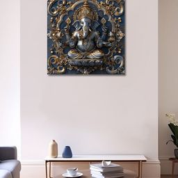 OLIVE TREE Blue & Gold-Toned Canvas Religious Painting Wall Art-image-77
