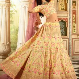 Fusionic Embroidered Thread Work Semi-Stitched Lehenga & Unstitched Blouse With Dupatta-picture-46