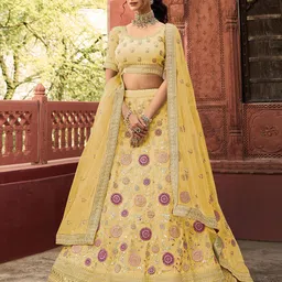 Fusionic Embroidered Thread Work Semi-Stitched Lehenga & Unstitched Blouse With Dupatta-picture-21