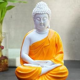 The Advitya Meditating Buddha Sitting Showpiece (Orange, 5.5-inch)-image-62