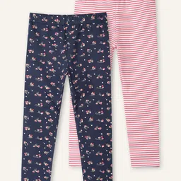 ariel Girls Pack Of 2 Printed Cotton Ankle-Length Leggings-image-21