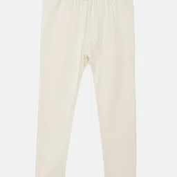 Robinbosky Girls Cream Coloured Solid Stretchable Leggings-image-16