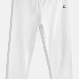 United Colors of Benetton Girls Solid Stretchable Leggings with Glitter Logo-11