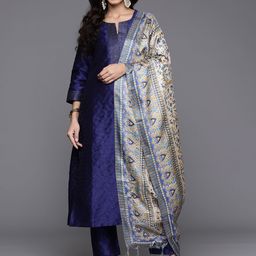 Varanga Woven Design Zari Kurta with Trousers & Dupatta-12