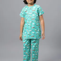 Kiddiekid Kids Conversational Printed Pure Cotton Night Suit-image-95