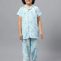 Kiddiekid Kids Conversational Printed Pure Cotton Night Suit-image-93