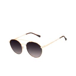 Chilli Beans Unisex Black Lens & Gold-Toned Round Sunglasses with UV Protected Lens-52
