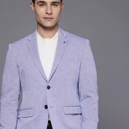 Louis Philippe Cotton Linen Self Design Slim Fit Single-Breasted Semiformal Blazer-picture-35