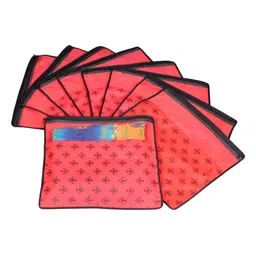 prettykrafts Set Of 9 Red & Top Transparent Solid Single Packing Saree Cover Organizer-58