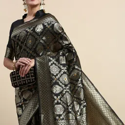 Lilots Ethnic Motifs Woven Design Banarasi Saree with Blouse Piece-picture-0