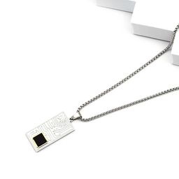 SSWASHAA Men Silver-Plated Circuit Board Pendant With Chain-image-46