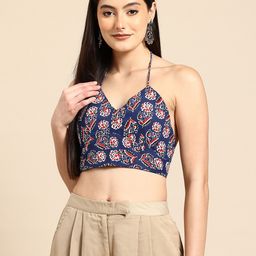 Molcha Printed Halter Neck Saree Blouse-image-36
