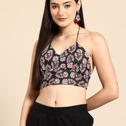 Molcha Printed Halter Neck Saree Blouse-image-46