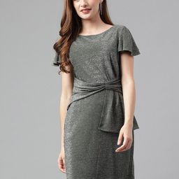 Latin Quarters Flared Sleeves Tie-Ups detailed Sheath Dress-image-37