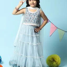 Biba Girls Printed Ready to Wear Lehenga & Blouse With Dupatta-picture-28