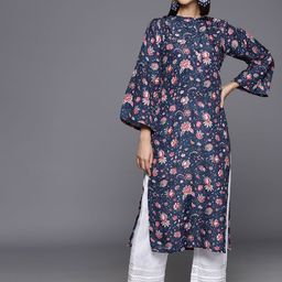 Varanga Women Floral Printed Straight Flared Sleeved Woolen Kurta-image-43