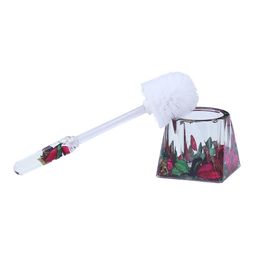 OBSESSIONS Red & Transparent Acrylic Toilet Brush With Holder-7