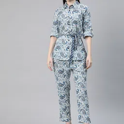 Readiprint Fashions Women Printed Cotton Shirt with Palazzos & Belt-picture-33