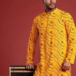 MANQ Men Ethnic Motifs Printed Pure Cotton Kurta with Pyjamas-image-58