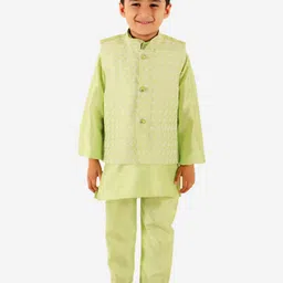 Superminis Boys Mandarin Collar Chikankari Kurta with Pyjamas-47