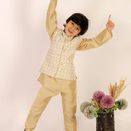 Superminis Boys Mandarin Collar Chikankari Kurta with Pyjamas-44