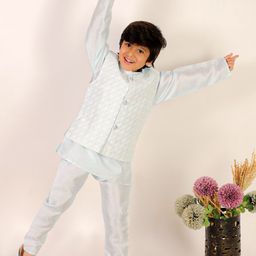 Superminis Boys Mandarin Collar Chikankari Kurta with Pyjamas-48