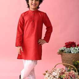 SAKA DESIGNS Boys Mandarin Collar Straight Kurta with Pyjamas-34
