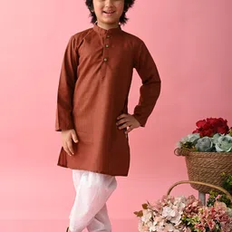SAKA DESIGNS Boys Mandarin Collar Straight Kurta with Pyjamas-13