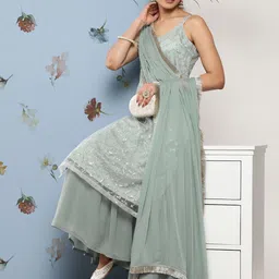 Varanga Women Floral Embroidered Sequinned Kurta With Sharara & Dupatta-picture-54