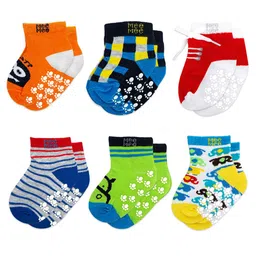 MeeMee Kids Pack of 6 Assorted Patterned Ankle-Length Socks-38