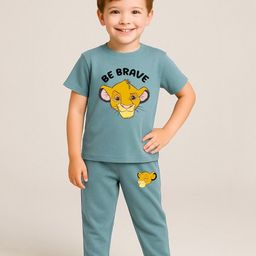 YK Disney Boys Simba Printed Pure Cotton T-shirt with Trousers-image-71