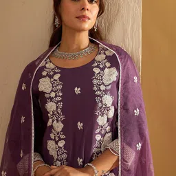 Anouk Women Floral Embroidered Thread Work Kurta with Trousers & Dupatta-picture-14