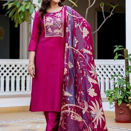 DISHWA FASHION Women Ethnic Motifs Printed Kurta with Trousers & Dupatta-image-66