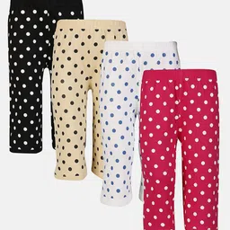 SINI MINI Girls Pack of 4 Cotton Polka Dots Print Lounge Capris-image-9