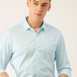 Peter England Men Classic Slim Fit Windowpane Checked Formal Shirt-picture-19