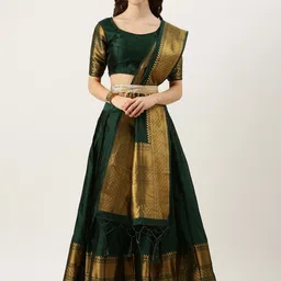 Fabcartz Woven Design Semi-Stitched Lehenga & Unstitched Blouse With Dupatta-picture-28