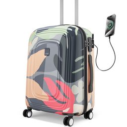 Safari Aurum Printed USB Charging Port Hard Medium Suitcase- 90L-15