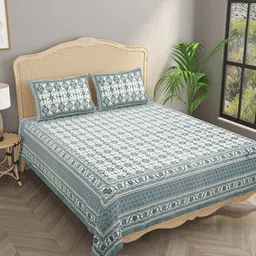 Gulaab Jaipur Grey & White Geometric 400 TC King Bedsheet with 2 Pillow Covers-image-53