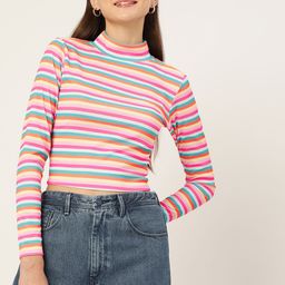 DressBerry Candy Striped High Neck T-shirt-image-57