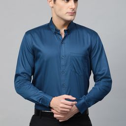 DENNISON Men Blue Comfort Regular Fit Solid Formal Shirt-image-30