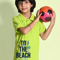 NUSYL Boys Typography Printed Polo Collar Cotton T-shirt-image-68