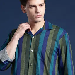 Hancock Men Striped Pure Cotton Relaxed Fit Casual Shirt-image-63